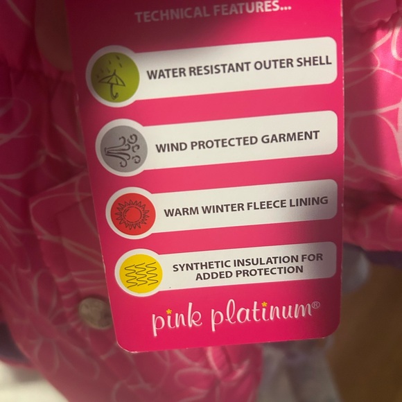 Pink Platinum Kids Pink Floral Puffer Jacket 18m NWT - Picture 3 of 7